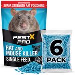 Pest X Pro Predator Rat Poisoning Super Strength (6 Pack) - Powerful Single Feed Rat & Mouse Poison - Brodifacoum in Easy To Use Sachets - Indoor & Outdoor Rodent Control - Venom Bait Box Refill