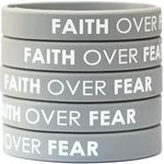 SayitBands 5 Faith Over Fear Inspirational Silicone Wristband Bracelets