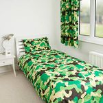 Zappi Co Green Camo Camouflage Kids Boys Girls Bedroom Duvet Cover Bedding Range (Single Duvet Cover)