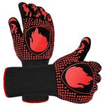 BBQ Gloves, Oven Mitts Grilling Gloves - 1472℉ Extreme Heat Resistant Oven Gloves, Non-Slip Silicone Cooking Gloves for Grilling, Barbecue, Baking, Welding (A Pair)