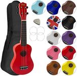 Mad About SU8 Soprano Ukulele in Red with FREE Gig Bag, Pick, and Spare Strings – Great for Schools and Beginners, Now With Carbon Black Strings for Improved Tuning