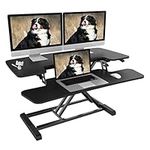 FLEXISPOT Standing Desk Converter - 35 Inch Height Adjustable Standing Desk Riser, Black Home Sit Stand Workstation Office Desk for Dual Monitors and Laptop (M7MB)