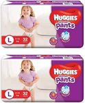 Huggies Wonder Baby Pants,size Large, 32 Pcs Pack, Combo of 2 Packs - L (64 Pieces)