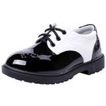 DADAWEN Children's Boy's Girl's Oxford Dress Shoe (Toddler/Little Kid/Big Kid) -White and Black Toddler 5 US