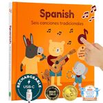 Cali's Books Spanish USB C Rechargeable Musical Book | Spanish Baby Books with 6 Songs | Libros en español para Niños y Bebes | Learn Spanish for Kids | Bilingual Musical Books for Toddlers 1-3