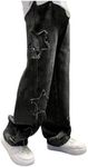 SHENHE Boy's Star Baggy Jeans Teen Boys Straight Wide Leg Denim Pants with Pockets Black 10-11Y