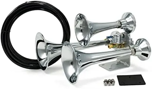 HornBlasters Outlaw 12/24-Volt Train Horn - 3 Chrome Trumpets - Big Sound