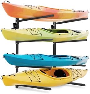 GarveeLife 4 Kayak Storage Rack, 400 Lbs Heavy Duty Adjustable Kayak Wall Mount Rack for Garage and Outdoor Storage, Metal Stand Perfect for Canoe Paddle Board Surfboard, Black