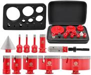 FOCSTOL Diamond Core Drill Bit Set - 12pcs (6/6/8/20/25/35/50/75/100mm+20mm Finger Milling Bit+50mm Beveling Chamfer Bit+SDS) Diamond Hole Saw Kit for Porcelain Ceramic Tile Marble Granite