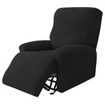 Dasory Jacquard 4-Piece Recliner Slipcover, Soft Stretch Cover for Recliner, Washable and Removable Furniture Protector for Home Decor,Black