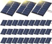 Kanayu 30 PCS Small Solar Panels3V 120MA Mini Polycrystalline Solar Cells DIY System Kits Epoxy Solar Panel Module Photovoltaic Cells Charger 60 x 55 mm for Solar Light Phone Charger Flashlight