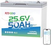 Redodo Bluetooth 24V 50Ah TM Low-Temp LiFePO4 Battery, Smart Lithium Battery Built in 50Ah BMS, 10 Years Lifespan, Perfect for Trolling Motor, Marine, RV, Fishing Finder, Solar and Off Grid