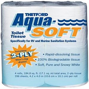 Thetford 03300 Aqua-Soft Toilet Tissue, 2-Ply, 4 Rolls (Pack of 6)