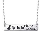 Mama Llama Mother Daughter Necklace Sterling Silver Mother-Child Design Animal Bar Necklace Gifts for Women Girls