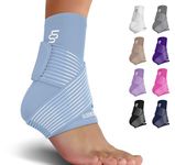 Sleeve Stars Ankle Brace for Sprained Ankle, Plantar Fasciitis Relief Achilles Tendonitis Brace, Ankle Support for Women & Men with Strap, Heel Protector Wrap for Pain & Compression (Single/Light Blue)