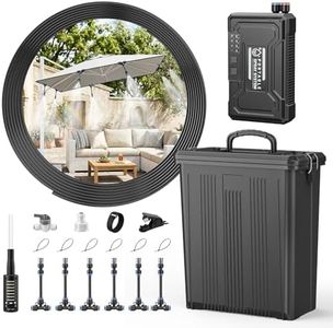 Portable Misting System with with 15000mAh Water Pump, 4 Gallon Large Bucket & 33FT PU Hose - Outdoor Water Misters for Outside Patio Cooling, Backyard, Canopy, Umbrella, Sports, Greenhouse, Camping