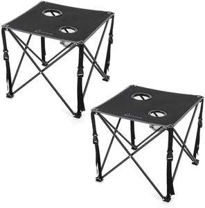 ARROWHEAD OUTDOOR 2-Pack 26” (66cm) Portable Camping Folding Table, 2 Cup Holders, Square, Carrying Case, Steel Frame, High-Grade 600D Canvas