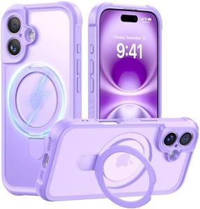MOCCA Design for iPhone 16 Case with Magnetic Invisible Stand [Full Camera Protection] [Compatible with Magsafe] Military Drop Shockproof Translucent Matte Phone Case Cover 6.1",Light Purple