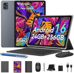 BESTTAB Tablet, 2026 Gaming Tablet 24GB RAM+256GB ROM/2TB, 10 Inch Android 15 Tablets With Keyboard And Pen, Octa-Core, 5G WiFi, 8MP AI Camera, Face ID, Widevine L1, GPS, TÜV Certified, Office