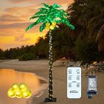 Lightshare Lighted Upgraded 8FT Gorgeous Artificial Lighted Palm Tree, 256 LED Lights, Decoration for Home,Party, Christmas, Nativity, Outside Patio