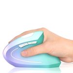 Lekvey Ergonomic Mouse, Vertical Wireless Mouse Rechargeable 2.4 GHz Optical Carpal Tunnel Mouse : 800/1200 / 1600 DPI, 6 Buttons, for Laptop, PC, Computer, Desktop, Notebook etc, Green Purple