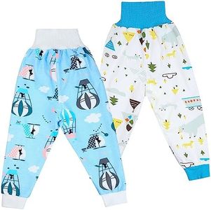 MooMoo Baby Waterproof Diaper Pants for Potty Training 2 Packs Nighttime Diaper Short for Boys and Girls 5-7T