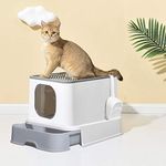 PaWz Cat Litter Box Fully Enclosed Kitty Toilet Tray Pan Container Large Grey