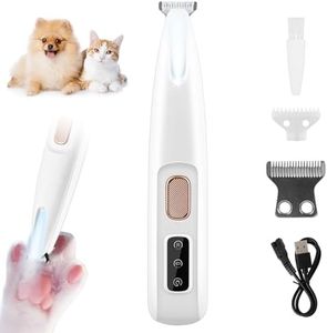 SHAVINGFUN Silent Pet Paws Trimmer with LED Light, Pet Paw Trim Professional Dog Grooming Clippers Cordless Rechargeable for Paws, Eyes, Ears, Face,Small Areas