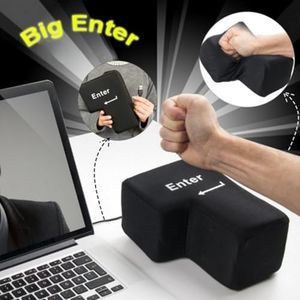 YADILLO Giant Enter USB Big Enter Key Relieve Stress Toy, Creative Super Sized Big Enter Button Comfortable Economic Desktop Pillow Anti-Stress Punch Bag, Black