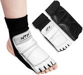 LangRay Taekwondo Sparring Gear Foot Protector Karate Boxing Sparring Foot Guard, Martial Arts Protective Foot Gear for Kung Fu Punch Bag Kickboxing MMA Training, L White