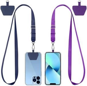 CACOE Phone Lanyard 2 Pcs Lengthened Adjustable Neck Strap,Multifuctional Patch Cell Phone Lanyards Compatible with Most Smartphones(Blue+Purple)
