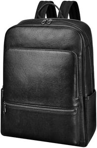 Colins Keirs Leather backpack for men, 17.3 inch laptop backpack with laptop compartment. Business travel luxury backpack, black large 30 L