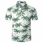 LUJENGEFA Men's Casual Short Sleeve Polo Shirt Summer Holiday Beach Tropical Tops Golf Shirts for Men B-Green Small