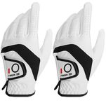 Golf Gloves Mens Left Hand 2 Pack, 2022 All Weather Golf Glove Men Rain Left Handed Cabretta Leather Grip Medium Size(M, Worn on Left Hand)