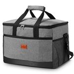 30L Cooler Bag, Insulated Cool Box Collapsible Waterproof with Hard Liner Suit for Shopping Picnic Camping Beach Hiking Cooler (Grey)