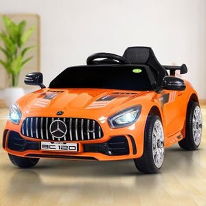 Baybee Spyder Battery Operated Car for Kids | Electric Kids Car with Parental Control, LED Lights & Music | Rechargeable Battery Car with Bluetooth & USB | Ride on Cars for Kids 1-5 Years (Orange)