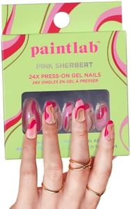 PaintLab Press On Nails - 24 Piece Fake Nails with Glue, Nail File, Prep Pad & Cuticle Stick | Non Toxic & Cruelty Free | Long Lasting & Complete Glue On Nails for Women & Girls (PInk Sherbert)