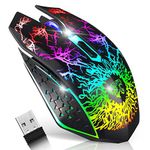 VEGCOO C10 Wireless Gaming Mouse Rechargeable Silent Optical Mice with 7 Colours LED Lights, 7 Buttons with 2400/1600/800DPI