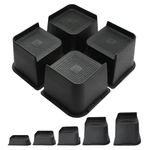 MYMULIKE Bed Risers 2 inch, 3 inch, 4 inch, 6 inch or 8 inch Heavy Duty Furniture Risers, Up to 6000 Lbs L shaped Design Bed lifts Blocks for Couch Desk Sofa Table bookshelf（Black 4 Pack,4 inch）