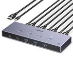 UGREEN HDMI KVM Switch 4 PC 1 monitor Support 8K@60Hz, 4 Port USB KVM Switches for 4 Computers Share Keyboard/Mouse/Hard Drives and 1 Monitor, KVM Switcher with 4 USB Cables and 4 HDMI Cables
