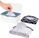 Wipes Dispenser with 2 Portable Wipe Cases, Wipe Holder for Baby & Adult, Seposeve Refillable Wipe Container, Keeps Wipes Fresh, One-Handed Operation. Easy Open/Close Wipes Pouch Case, (Blue)