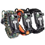 Monterra Paracord Survival Bracelet, Black ,Orange, Camo, MN005