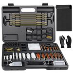 TacSnake Gun Cleaning Kit Universal Supplies for Hunting Rifle Handgun Shot Gun Cleaning Kit for All Guns with Case, Cleaning Mat, and Gloves (Plastic(Black Case))