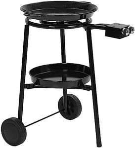 Paella Burner and Stand Set on Wheels - Complete Paella Kit for up to 14 -16 Servings with 18 inch Carbon Steel Paella Pan + 16 inch Paella Burner+15.75 inch Additional Pan, Perfect for Party Camping