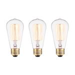 Globe Electric 31321 60W Vintage Edison S60 Squirrel Cage Incandescent Filament Light Bulb, E26 Base, 220 Lumens, Cool White, 3 Count (Pack of 1)