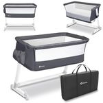 lionelo Aurora 3in1 Baby Bedside Cot Co-Sleeper for Babies From Birth to 9kg, Adjustable Height & Incline, Mattress, 4 Lockable Wheels, Breathable Mesh Panels, Portable, Washable, Carry Bag, Straps