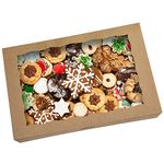 Brown Pastry Bakery Box 12x8x2.5inch,Large Donuts,Muffins,Cookies Boxes with PVC Window - Auto-Pop up Paper Box Nature Cardboard Take Out Container,Pack of 15