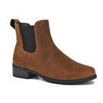 Comfy Moda Chelsea Boots for Women, Waterproof Leather Ankle Booties, Daily, Antique Brown Size 7