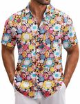 COOFANDY Hawaiian Shirt Men Short Sleeve Floral Printed Beach Shirts Casual Button Down Shirt with Pocket Black Sunflower