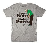 theCHIVE John Daly Rippin Butts and Sinkin Putts - Funny Graphic Golf T-Shirt, Grey, Small